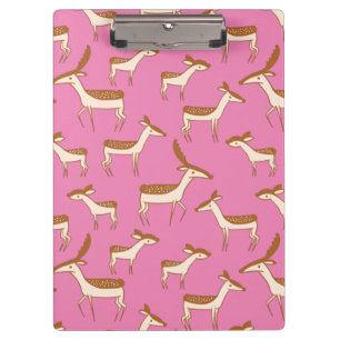 Cute Baby Deer and Family on Pink Clipboard