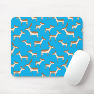 Cute Baby Deer and Family on Sky Blue Mouse Pad