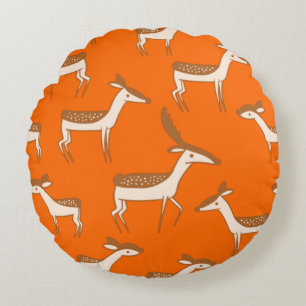 Cute Baby Deer and Family Round Pillow