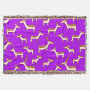Cute Baby Deer and Family Throw Blanket