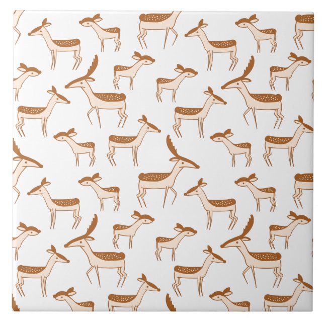 Cute Baby Deer and Family Tile (Front)