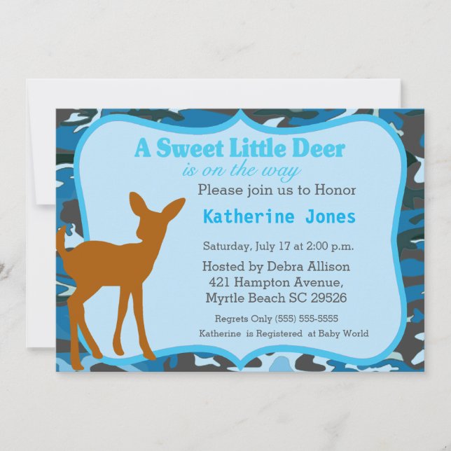 Cute Baby Deer Baby Shower Invitation (Front)
