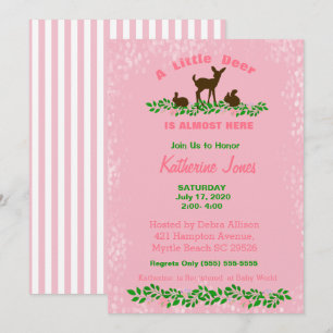 Cute Baby Deer Baby Shower Invitation(Pink) Invitation
