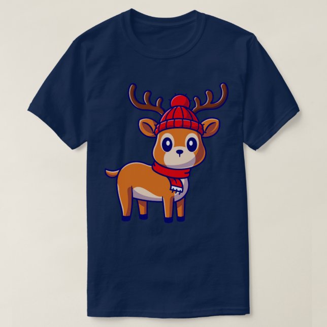 Cute Baby Deer Cartoon1 T-Shirt (Design Front)