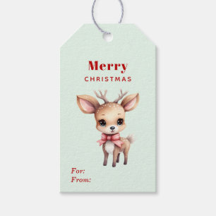 Cute Baby Deer Cartoon For/From Christmas Gift Tags
