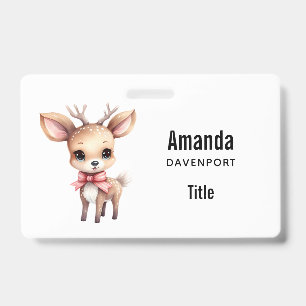 Cute Baby Deer Cartoon Illustration Badge