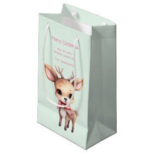 Cute Baby Deer Cartoon Illustration Christmas Small Gift Bag