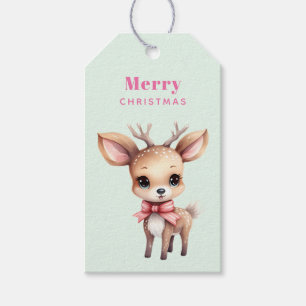 Cute Baby Deer Cartoon Illustration Gift Tags