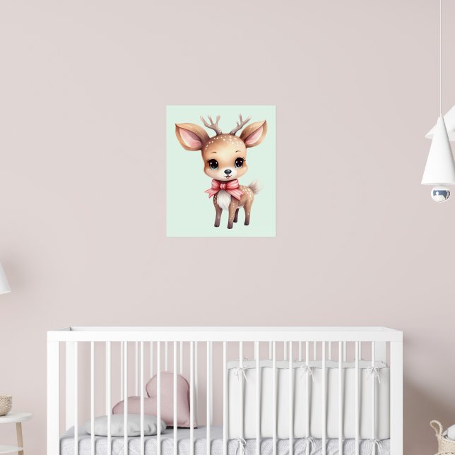 Cute Baby Deer Cartoon Illustration Poster (Nursery 2)