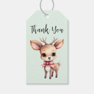 Cute Baby Deer Cartoon Illustration Thank You Gift Tags