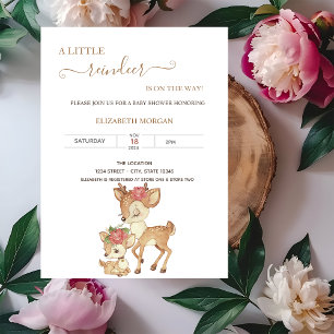 Cute Baby Deer Flowers Baby Shower   Invitation