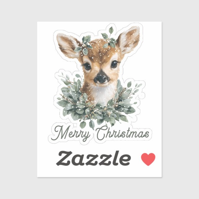 Cute Baby Deer Merry Christmas – Watercolor Fawn  (Sheet)