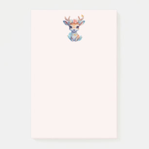 Cute Baby Deer with Antlers and Flowers Post-it Notes