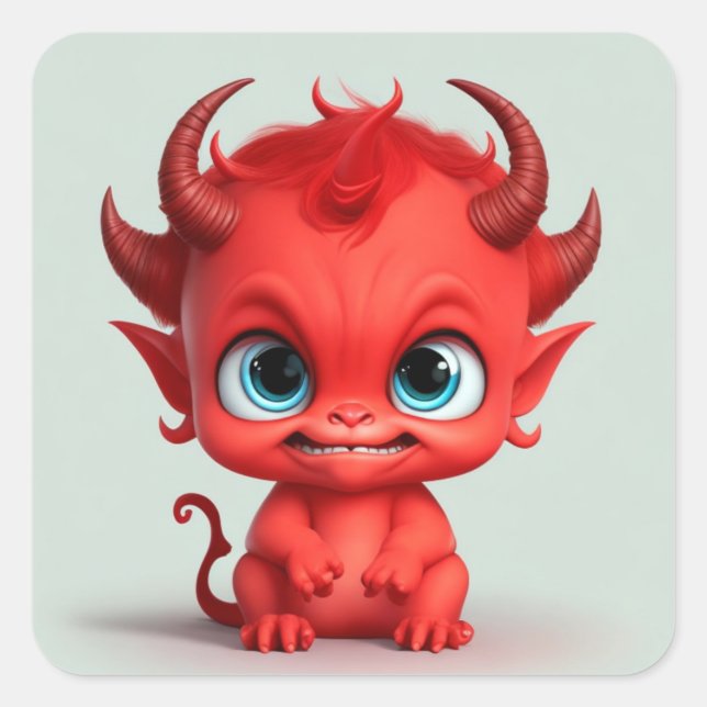 Cute Baby Devil Square Sticker (Front)
