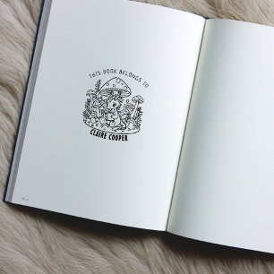 Cute Baby Dino Bookplate Rubber Stamp