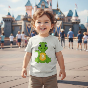 Cute Baby Dinosaur Bitcoin Crypto Graphic Toddler T-Shirt
