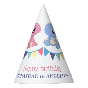 Cute Baby Dinosaur Boy and Girl Joint Birthday Party Hat