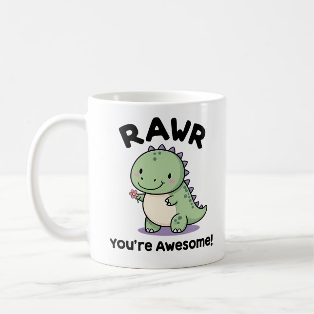 Cute Baby Dinosaur Coffee Mug (Left)
