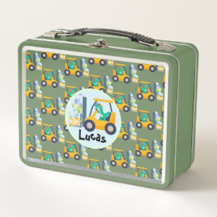 Cute Baby dinosaur Construction Truck boy B2S  Metal Lunch Box