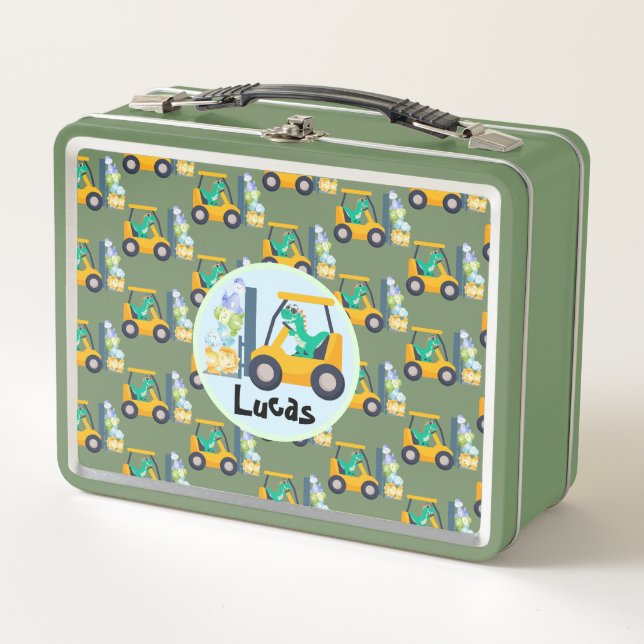 Cute Baby dinosaur Construction Truck boy B2S  Metal Lunch Box (Front)