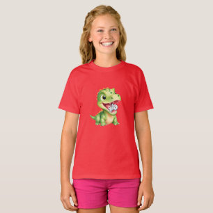 Cute baby Dinosaur eat skeleton mummy Halloween  T-Shirt