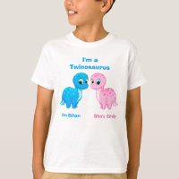 Cute Baby Dinosaur Fraternal Twins Personalized