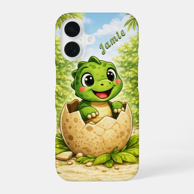 Cute Baby Dinosaur Hatchling iPhone 16 Case (Back)