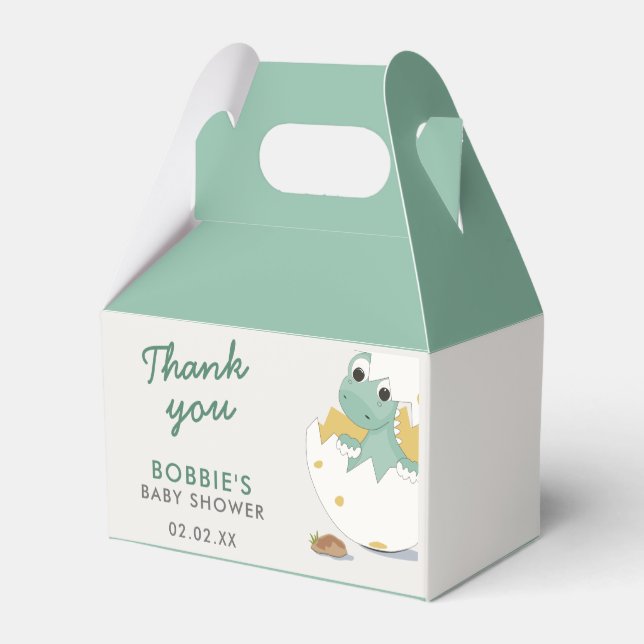 Cute Baby Dinosaur in Egg Gender Neutral Shower Favor Box (Back Side)