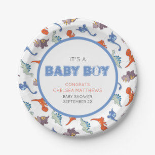 Cute Baby Dinosaur Pattern Print Paper Plate