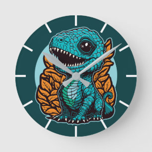 Cute Baby Dinosaur Round Clock