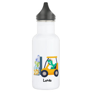 Cute baby dinosaur tractor Truck School kids boys 532 Ml Water Bottle