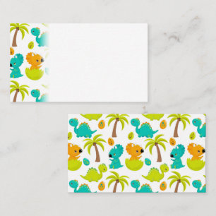 Cute Baby Dinosaur Triceratops Dino Eggs Palm Tree Place Card