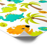 Cute Baby Dinosaur Triceratops Dino Eggs Palm Tree