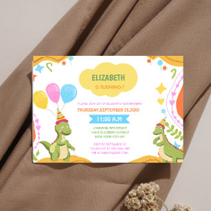 cute baby dinosaurs colourful kid's birthday invitation