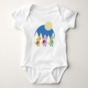 Cute Baby Dinosaurs with Backpacks T-Shirt Design  Bodysuit