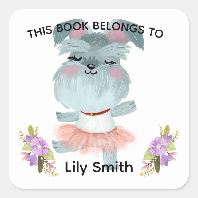 Cute Baby Dog and Kids Name baby book label (Front)