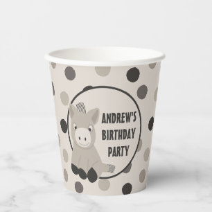 Cute Baby Donkey Birthday Party Paper Cups