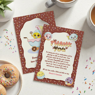 Cute Baby Doughnut Cartoon Baby Shower and Sprinkl Thank You Card