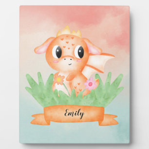 Cute Baby Dragon Aquarelle Plaque