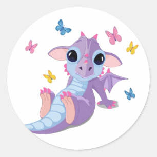 Cute Baby Dragon Classic Round Sticker