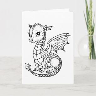 Cute Baby Dragon Colour your Own Card