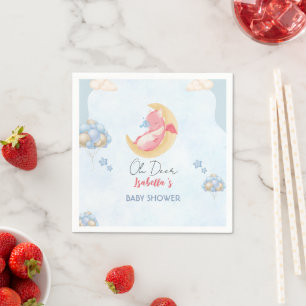 Cute baby dragon dinosaur Balloon baby shower Napkin