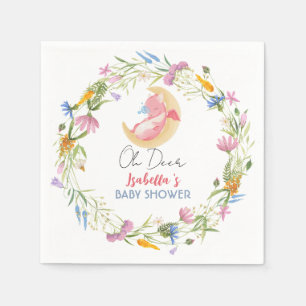 Cute baby dragon dinosaur wildflower baby shower napkin