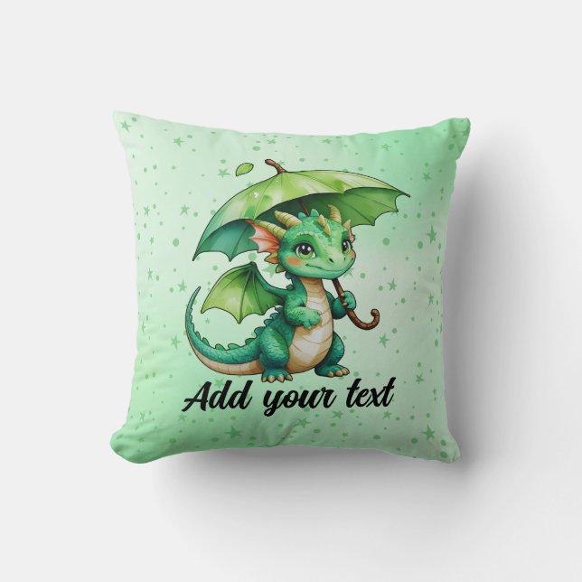 Cute Baby Dragon Fantasy Pillow (Front)