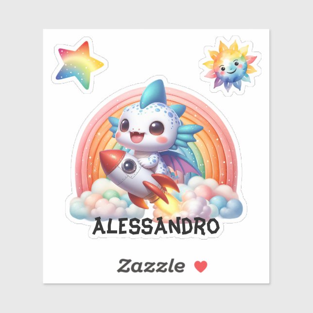 Cute Baby Dragon Flying, Custom Sticker. (Sheet)