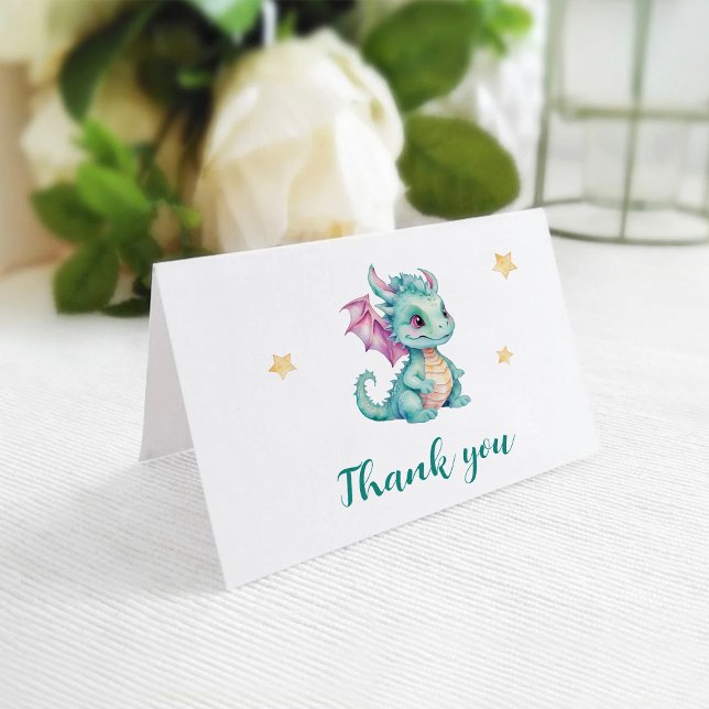 Cute Baby Dragon Folded Thank You Card (Creator Uploaded)