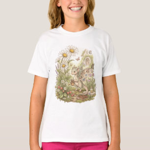 Cute Baby Dragon Gardening in Fairytale Cottage T-Shirt