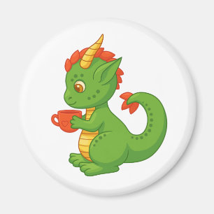 Cute Baby Dragon Holding Cup Magnet