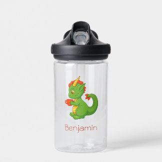Cute Baby Dragon Holding Cup Water Bottle