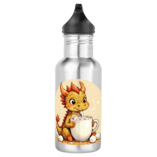 Cute Baby Dragon Hot Chocolate Kids Kawaii Cozy De 532 Ml Water Bottle